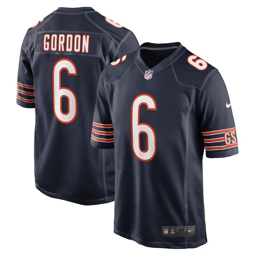 Men Chicago Bears #6 Kyler Gordon Nike Navy Game Player NFL Jersey